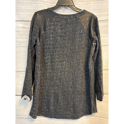 Sanctuary Black & White Long Sleeve Sweater/Tunic With Faux Leather Accents Size L
