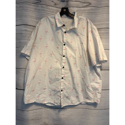 Vatpave Men's Flamingo Print Button-Up Shirt Size XXL