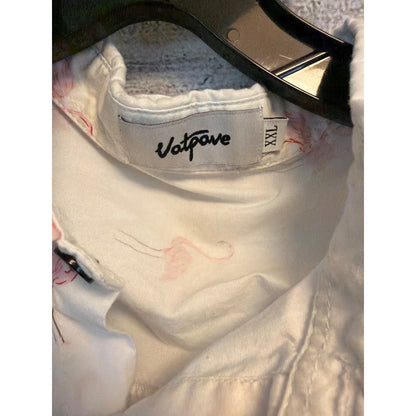 Vatpave Men's Flamingo Print Button-Up Shirt Size XXL