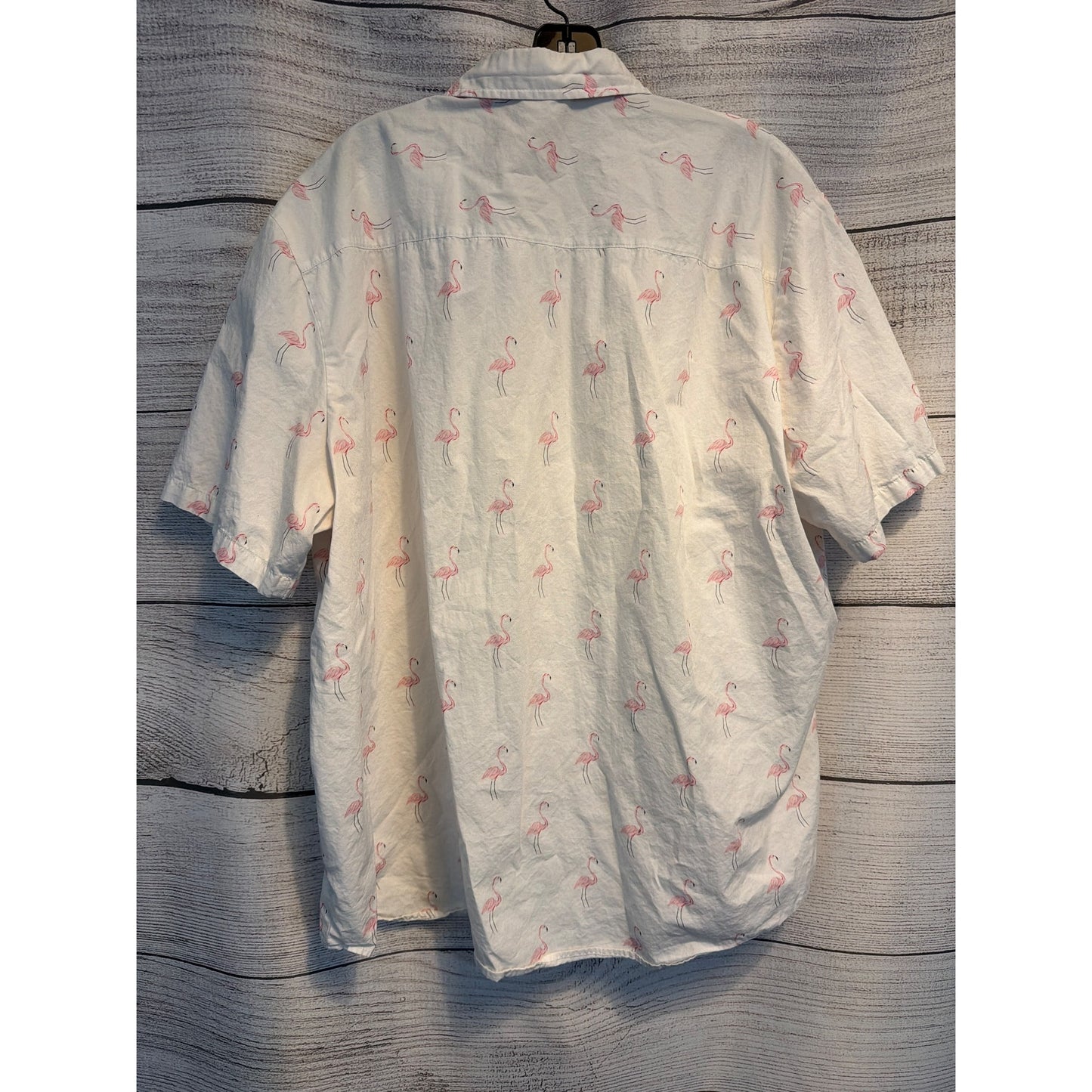 Vatpave Men's Flamingo Print Button-Up Shirt Size XXL