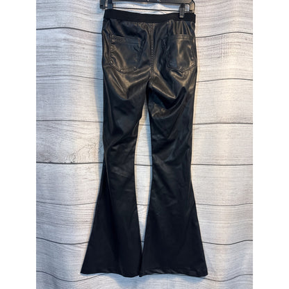 BLANK NYC Black Faux Leather Pull up Bell Bottom Flare Pants Size 27