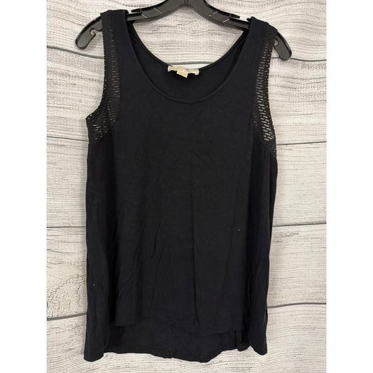 Michael Michael Kors Black Sleeveless Tank Top W/ Mesh Accents Size M