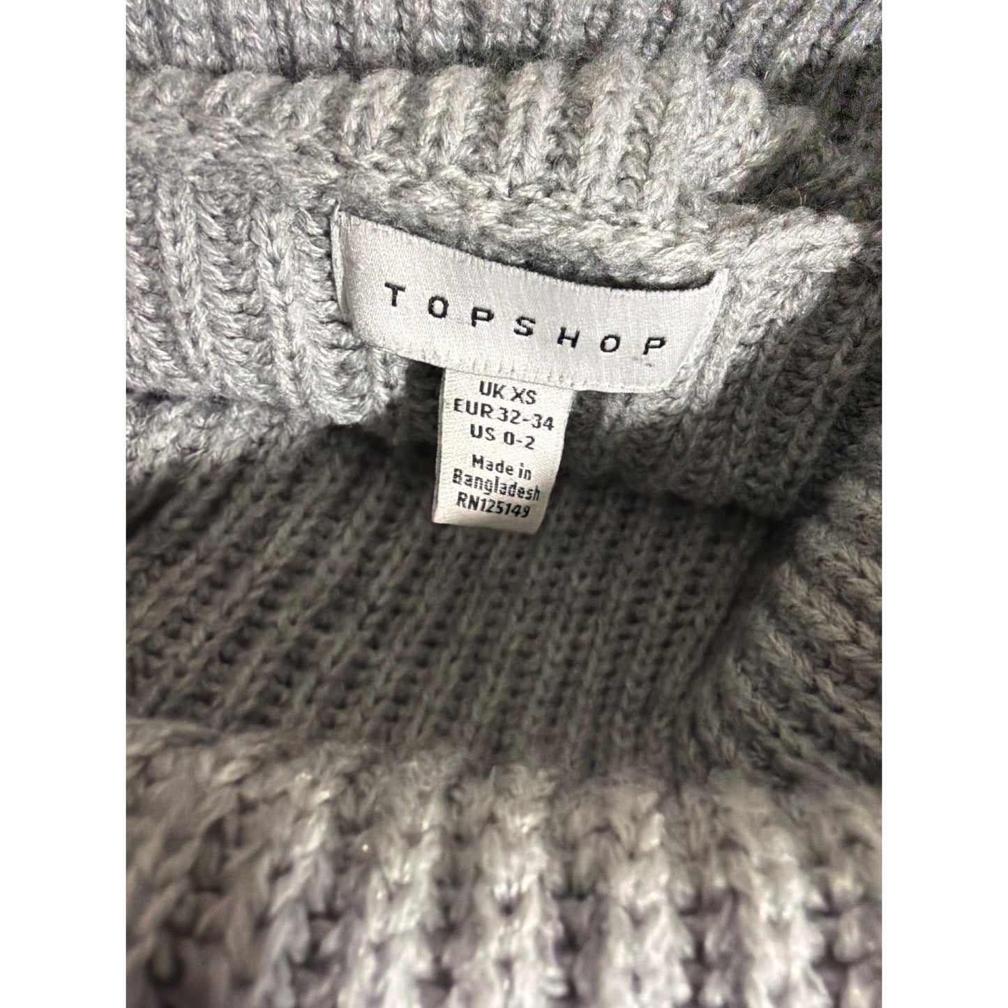 Topshop Gray Ribbed Turtleneck Sweater Size XS