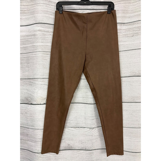 Aqua Brown Faux Leather Leggings Size L