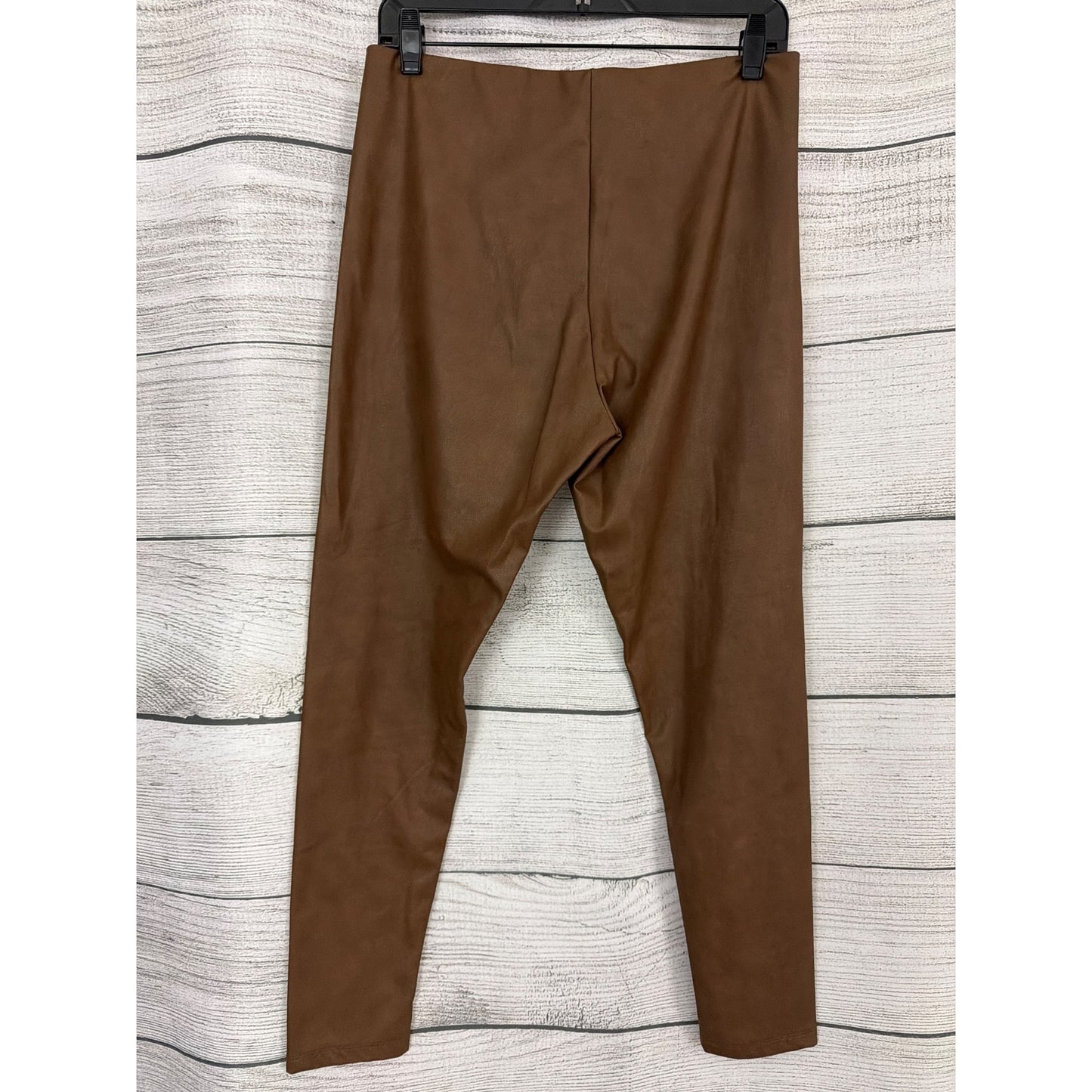 Aqua Brown Faux Leather Leggings Size L
