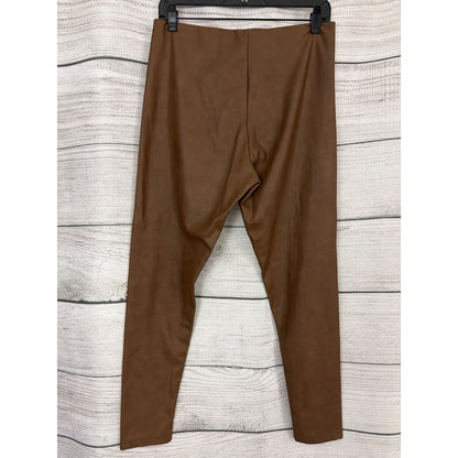Aqua Brown Faux Leather Leggings Size L