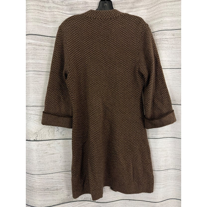 Soft Surroundings Brown Herringbone Wool Blend Cardigan Size S