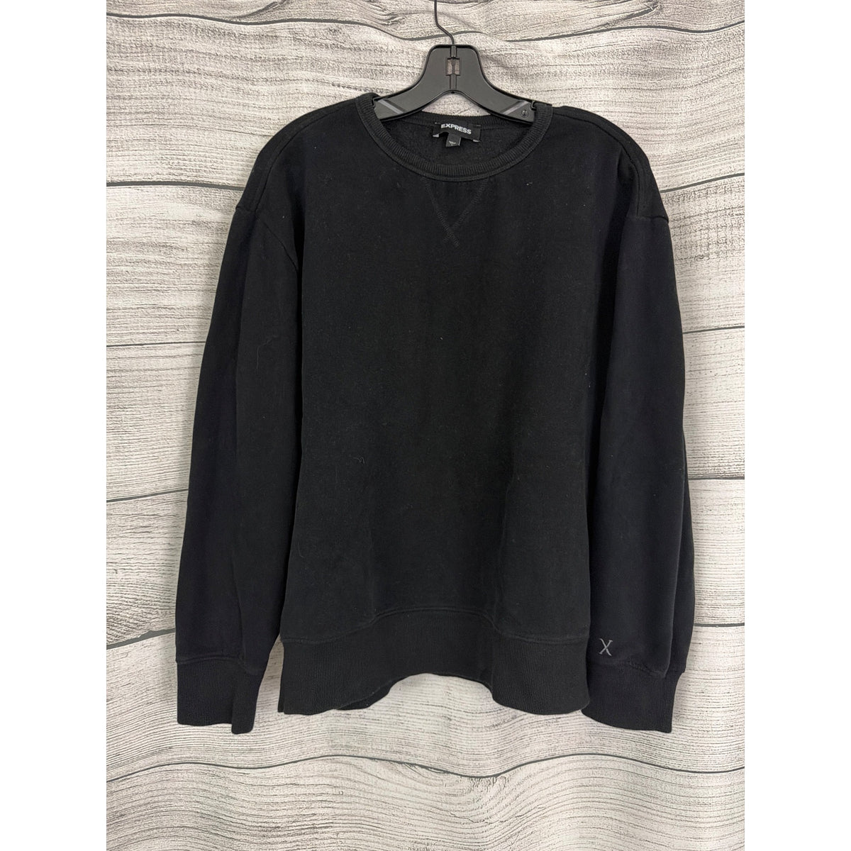 Mens Express Black Crewneck Sweatshirt Size L