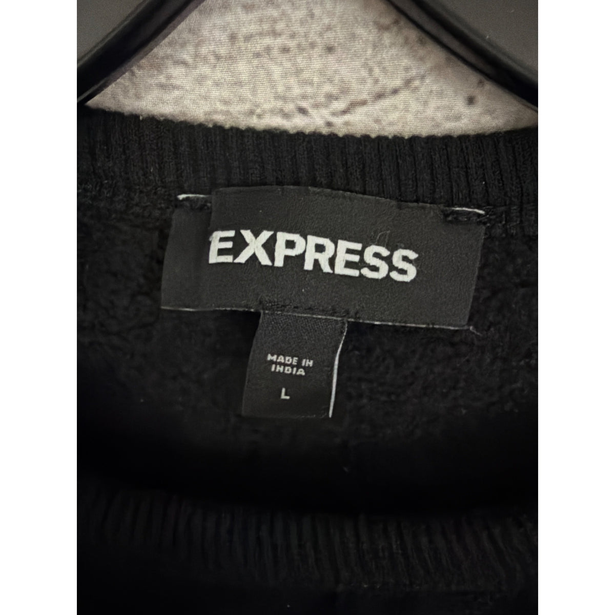 Mens Express Black Crewneck Sweatshirt Size L