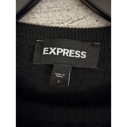 Mens Express Black Crewneck Sweatshirt Size L