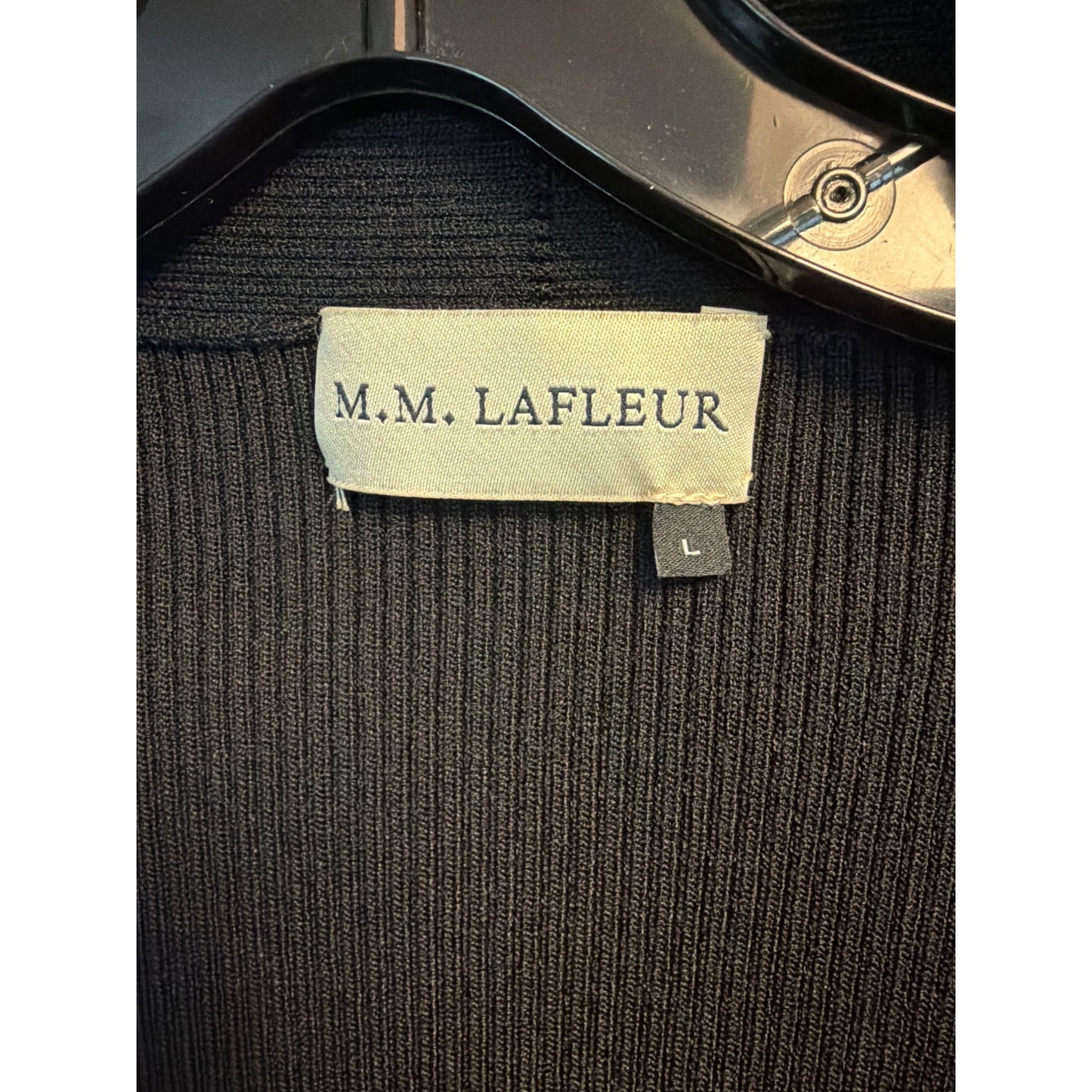 M.M. Lafleur Ribbed Open-Front Cardigan Sweater L