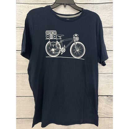Old Navy Mens Blue Graphic T-Shirt With Bicycle/Boombox Size L