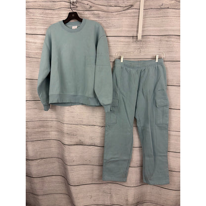 Aritzia Sweatfleece Matching Set In Blue Cozy Fleece Top M, Bottom S