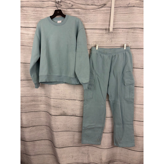 Aritzia Sweatfleece Matching Set In Blue Cozy Fleece Top M, Bottom S