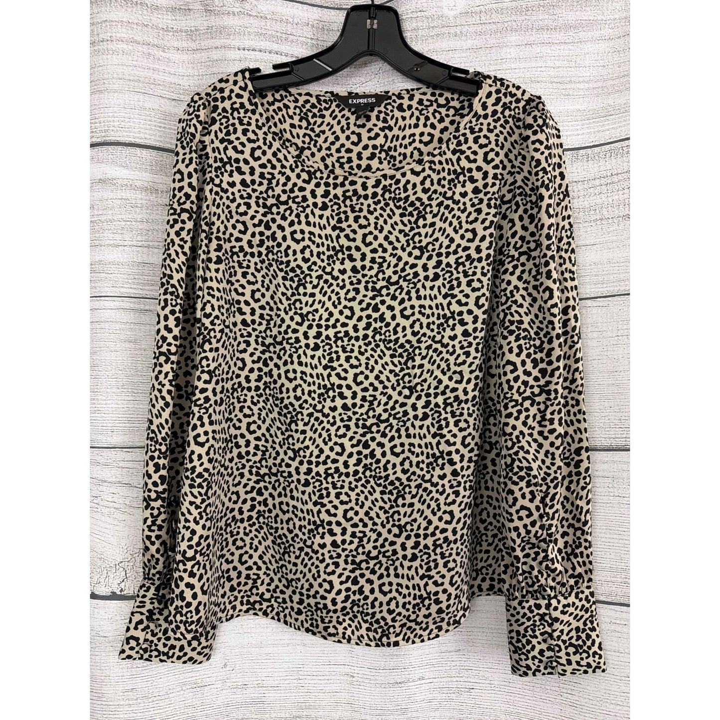 Express Leopard Print Long Sleeve Blouse Size S