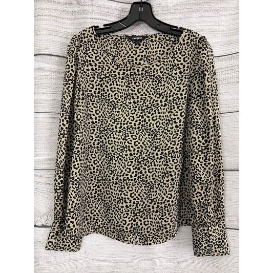 Express Leopard Print Long Sleeve Blouse Size S