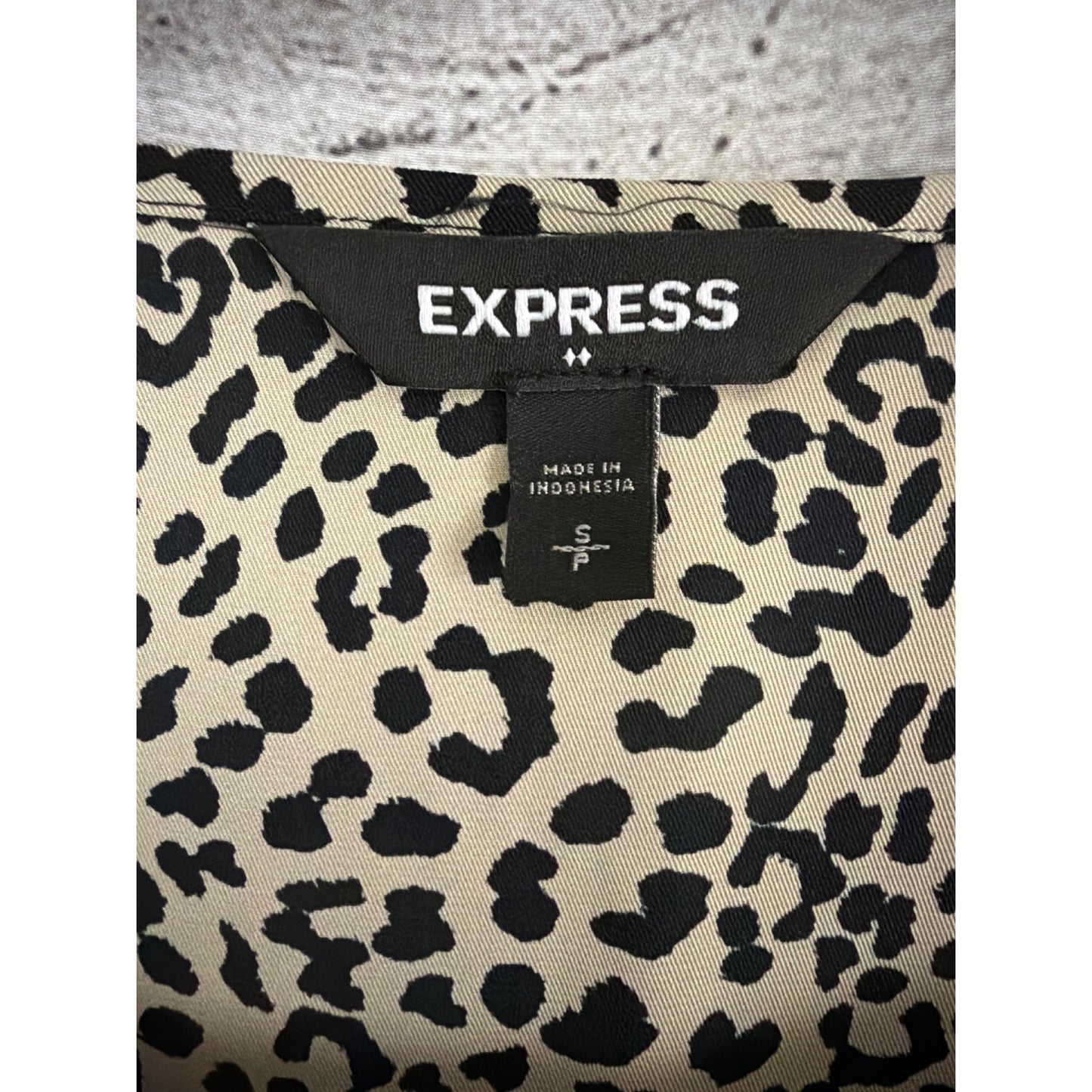 Express Leopard Print Long Sleeve Blouse Size S