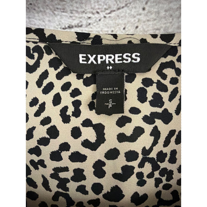 Express Leopard Print Long Sleeve Blouse Size S