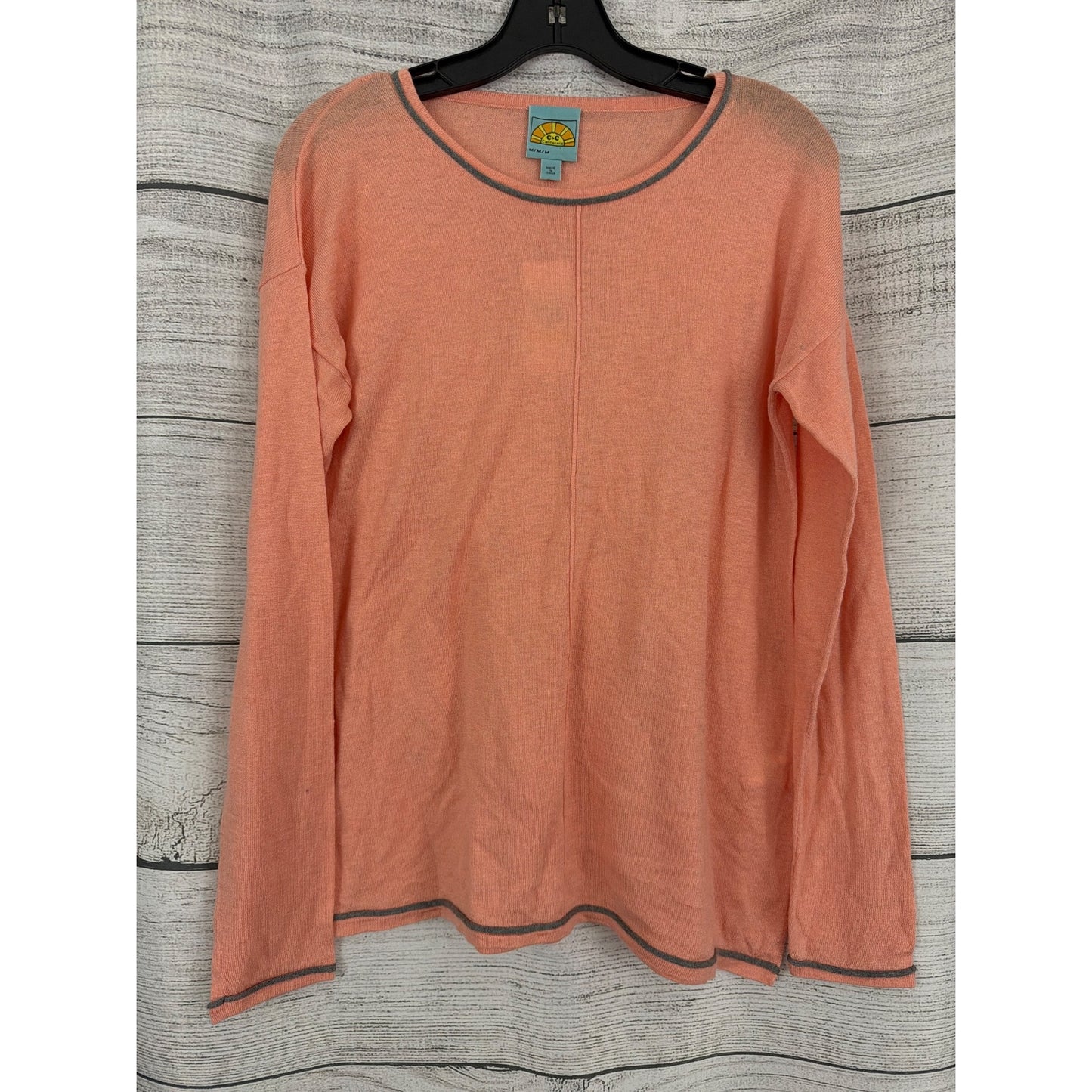 NWT C C California Candlelight Peach Long Sleeve Knit Sweater Size M