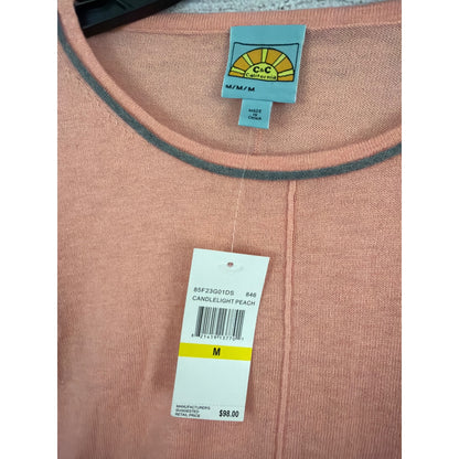 NWT C C California Candlelight Peach Long Sleeve Knit Sweater Size M