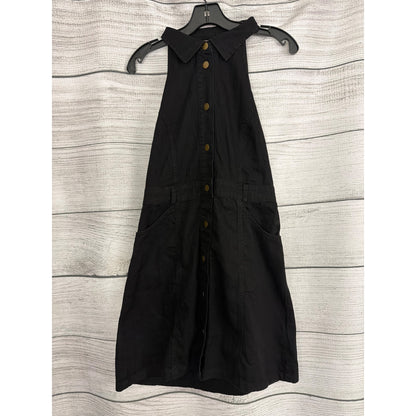 NWT Free People Black Denim Button Down Sami Mini Dress Size L