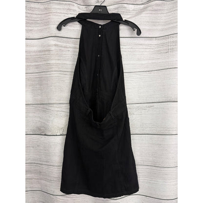 NWT Free People Black Denim Button Down Sami Mini Dress Size L