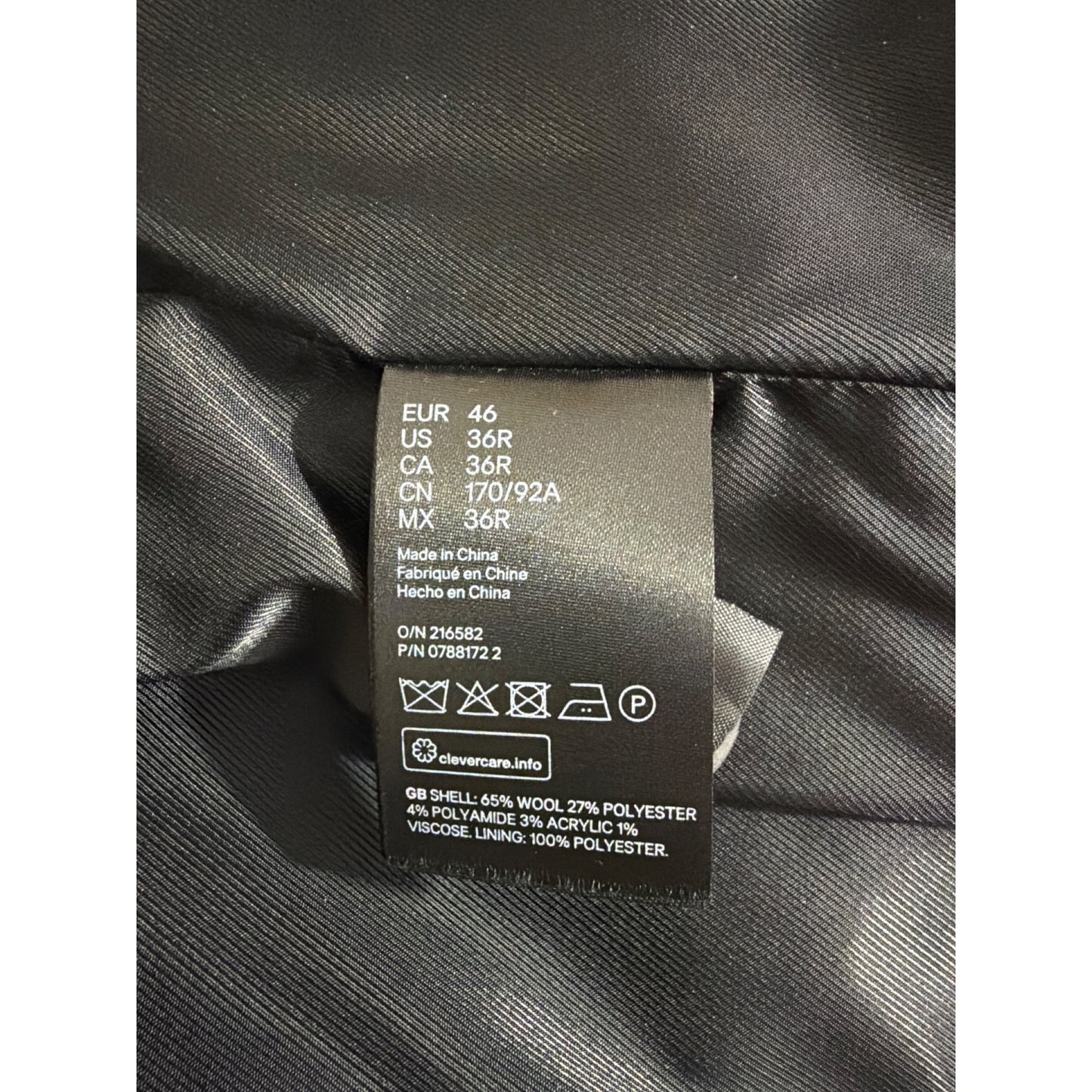 Mens H&M Gray Wool-Blend Overcoat Size 36R