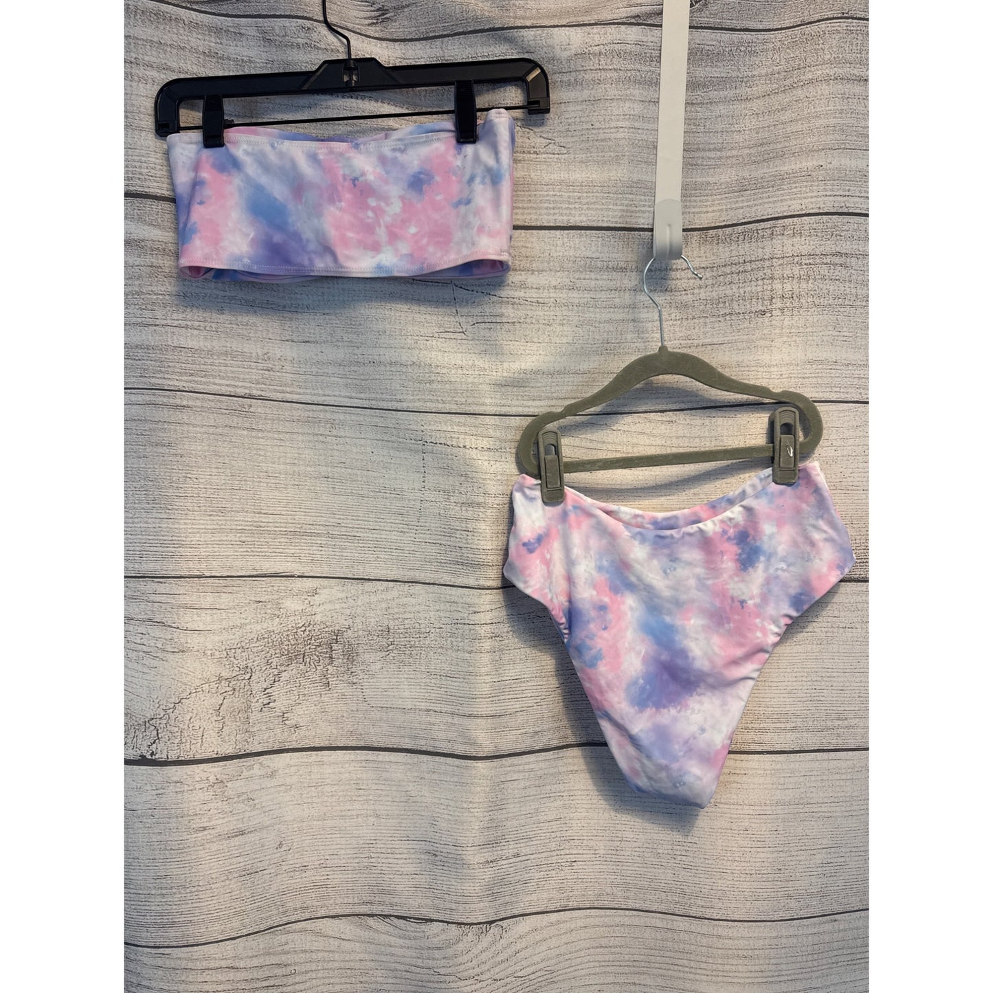 Pastel Tie Dye Swimsuit Two Piece Bandeau High Waist Size M