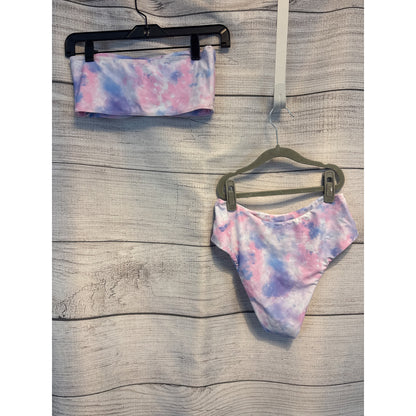 Pastel Tie Dye Swimsuit Two Piece Bandeau High Waist Size M