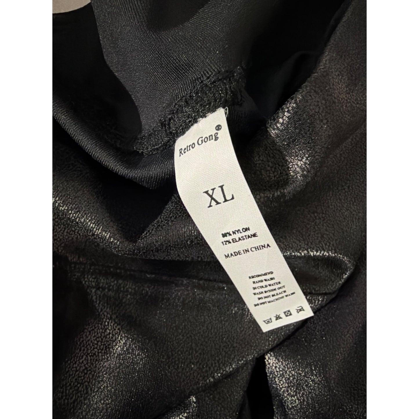 Retro Gong Faux Leather High Waist Leggings Size XL