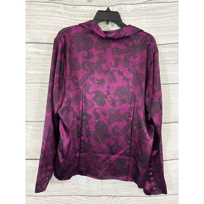 Covington Purple Paisley Satin Button-Up Shirt Size XL