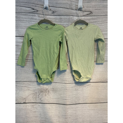 H&M Organic Cotton Long-Sleeve Baby Bodysuits 2-Pack Size 9-12M