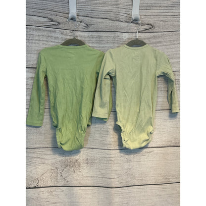 H&M Organic Cotton Long-Sleeve Baby Bodysuits 2-Pack Size 9-12M