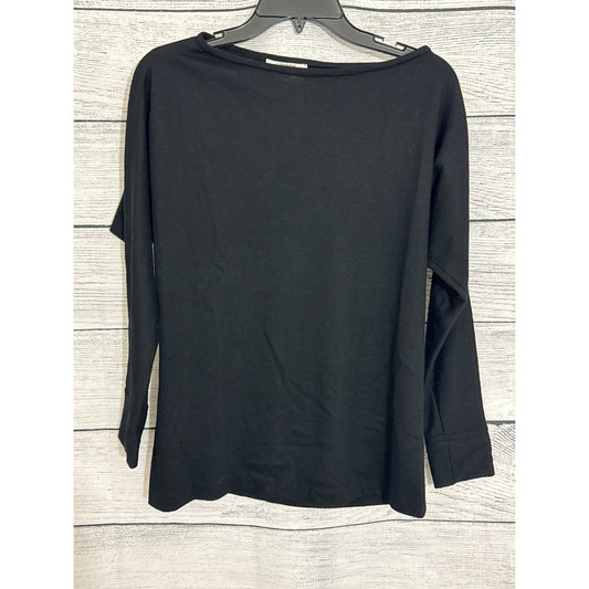 l.magnin Elyse Black Long Sleeve Boat Neck Top