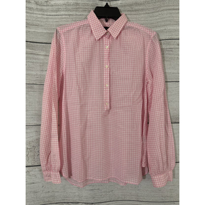 J. Crew pink gingham popover top