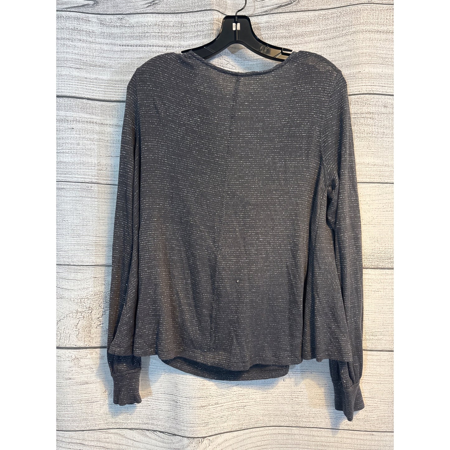 Free People Long Sleeve Drape Neck Metallic Knit Top Size L
