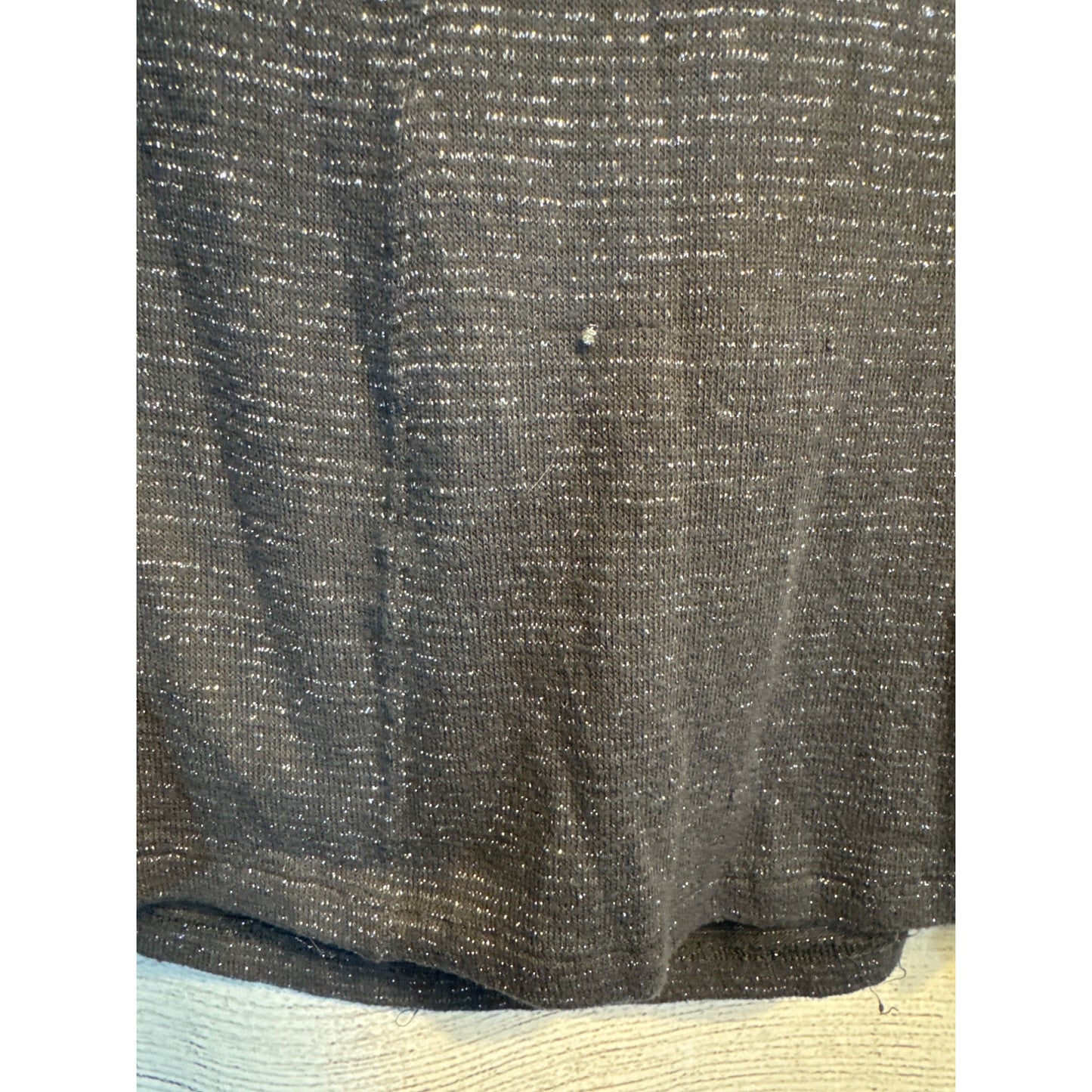 Free People Long Sleeve Drape Neck Metallic Knit Top Size L