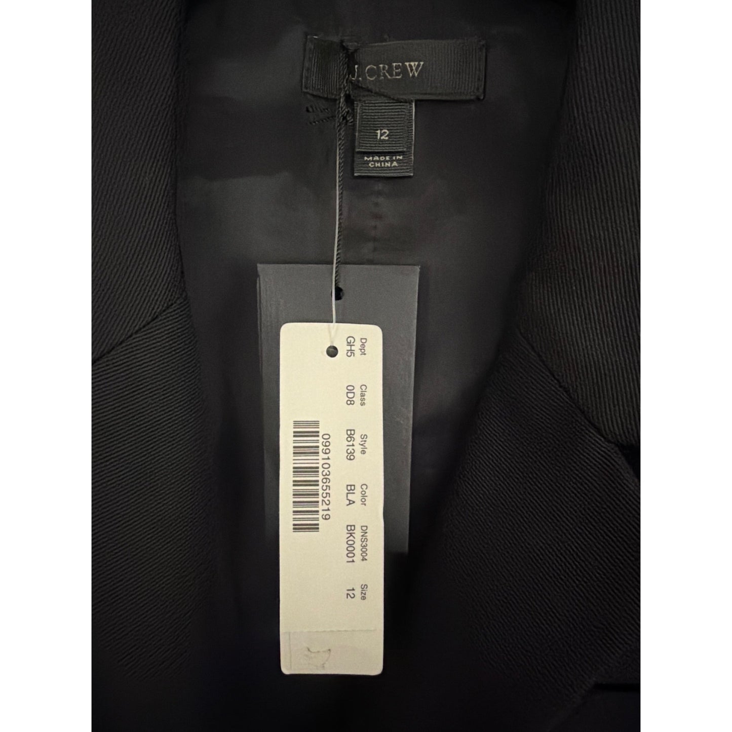 NWT J. Crew Black Tuxedo Sleeveless Blazer Sheath Dress Size 12