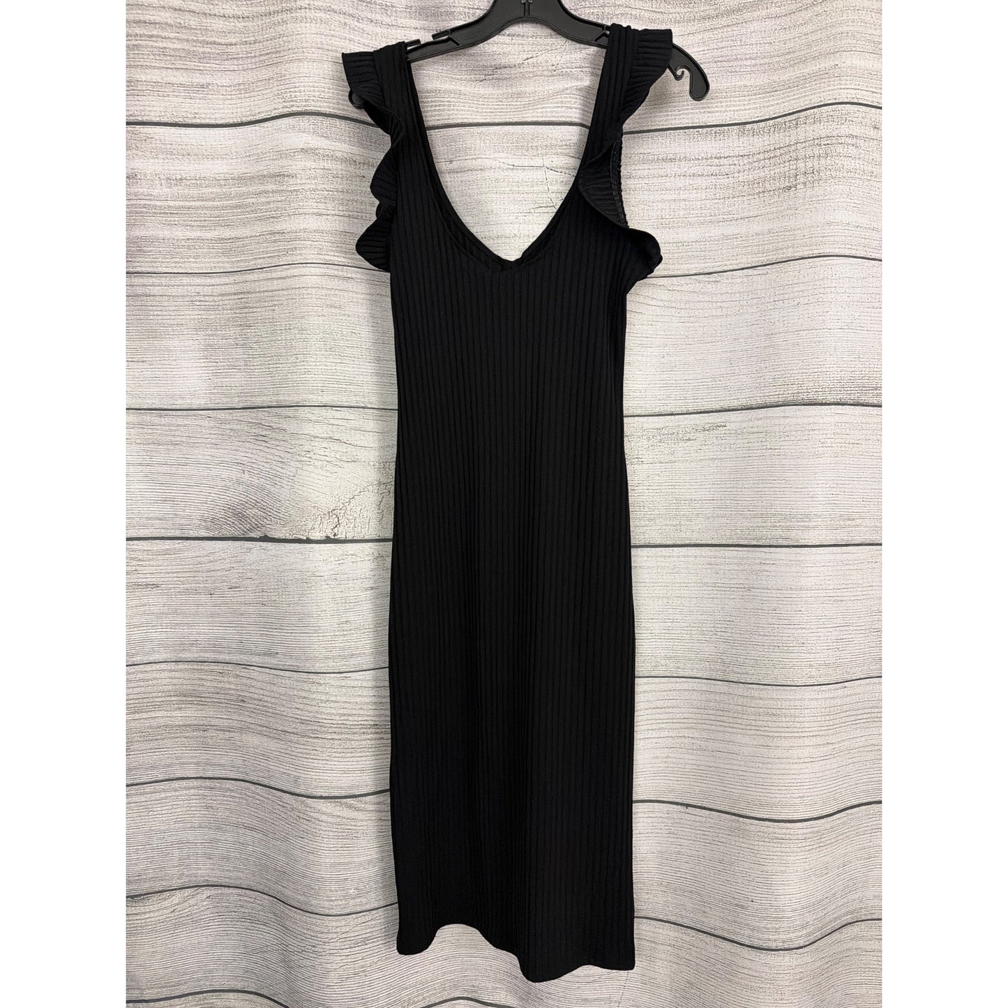 NWT Zara Ribbed Midi Dress With Ruffled Straps & Button-Down Front Size M