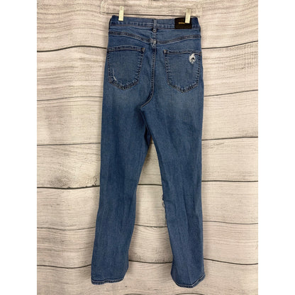 Express Modern Straight Super High Rise Distressed Jeans Size 2R