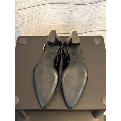 Attilio Giusti Leobruni AGL Black Patent Leather Slingback Heels Size 37