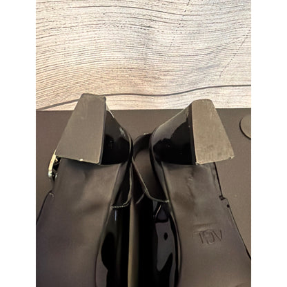 Attilio Giusti Leobruni AGL Black Patent Leather Slingback Heels Size 37