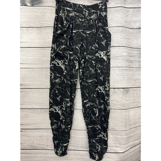 BeMo Designs Black & White Marbled Harem Pants w/ Crochet Detail Size M