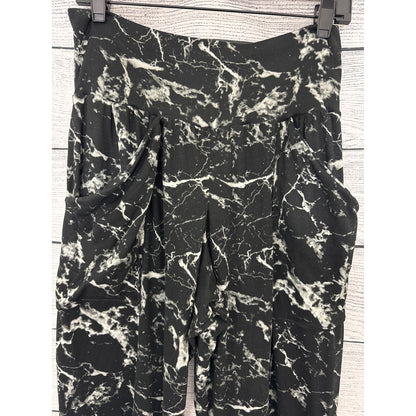 BeMo Designs Black & White Marbled Harem Pants w/ Crochet Detail Size M
