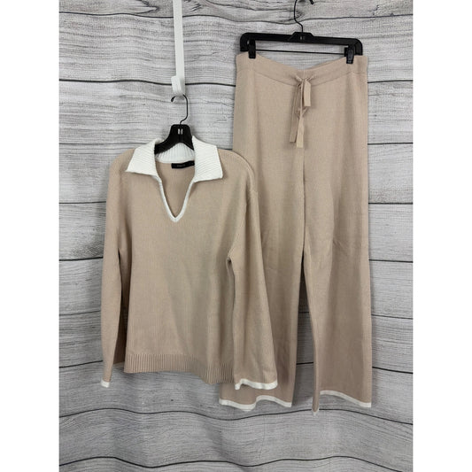 Zesica Two-Piece Ribbed Knit Lounge Set Size L