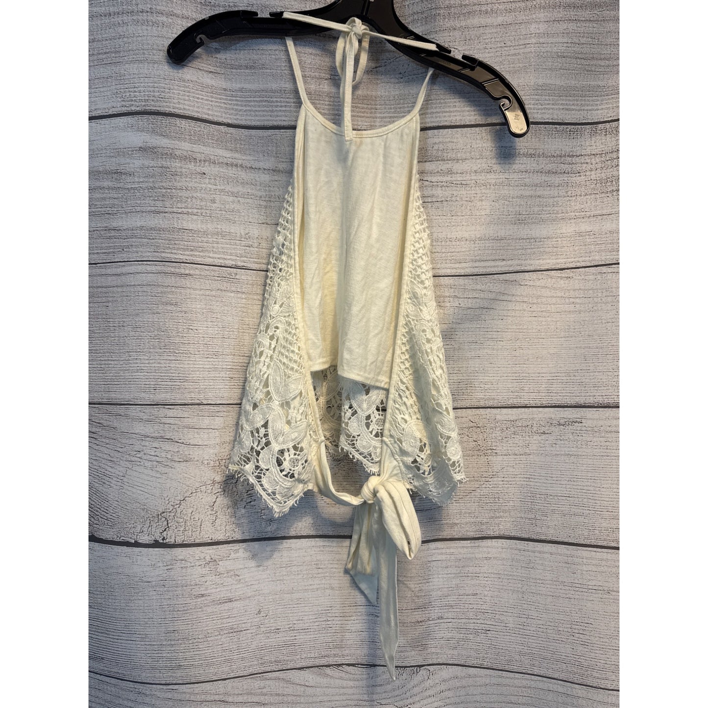 Express White Knit Lace Halter Top M