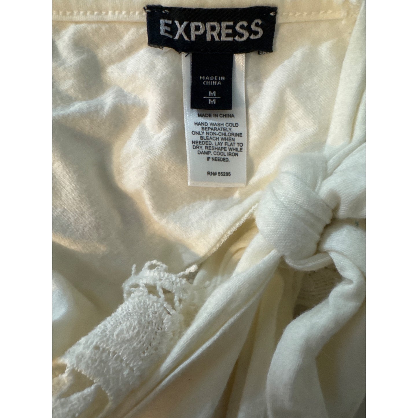 Express White Knit Lace Halter Top M