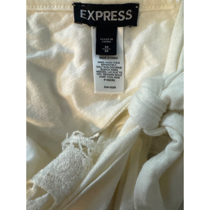 Express White Knit Lace Halter Top M