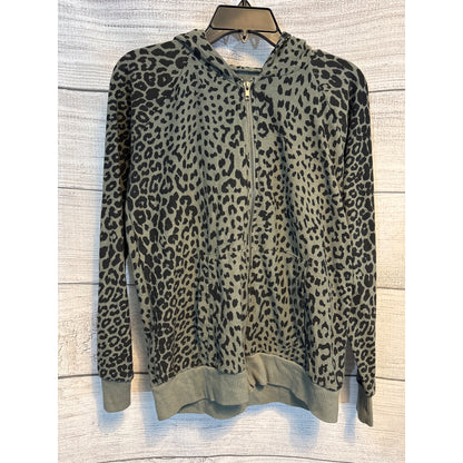 Chaser Green Safari Print Zip Up Hoodie Size M