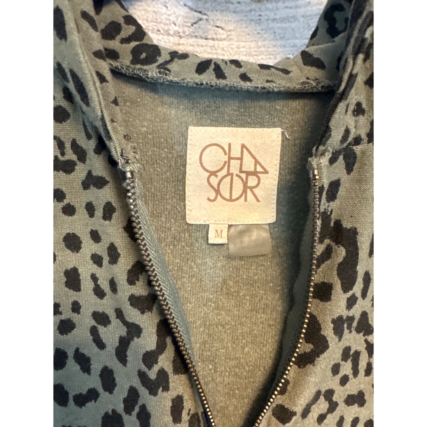 Chaser Green Safari Print Zip Up Hoodie Size M